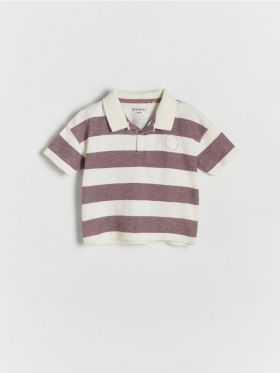 Tricou polo in dungi - violet-pruna