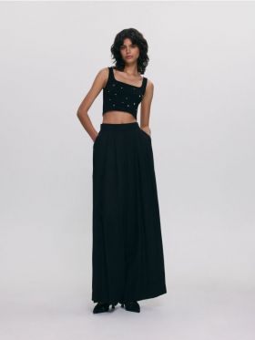 Pantaloni wide leg - negru