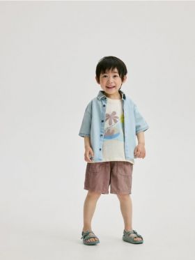 Tricou oversized cu broderie - crem