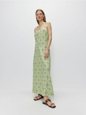 Rochie maxi cu continut ridicat de viscoza - verde-deschis