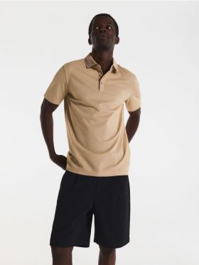 Tricou polo regular fit - bej