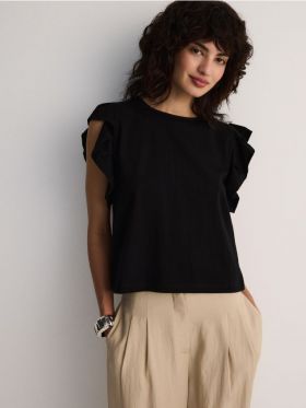 Bluza cu maneci ornamentale - negru