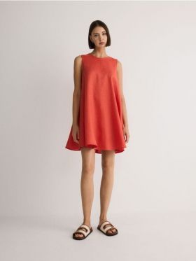 Rochie din in - oranj-mandarina