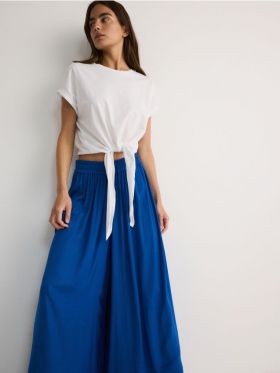 Pantaloni wide leg - albastru