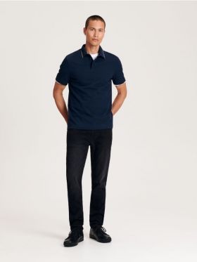 Tricou polo regular - bleumarin