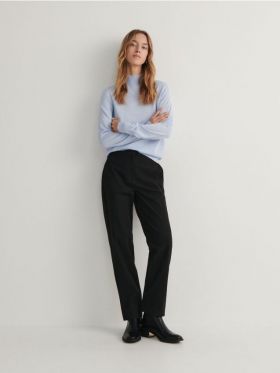 Pantaloni din material melanj - negru