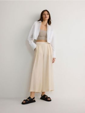 Pantaloni culotte din viscoza - crem