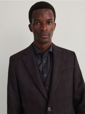 Blazer slim fit in carouri - maro