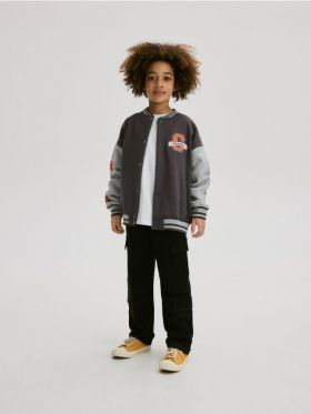 Pantaloni cargo din jerseu - negru