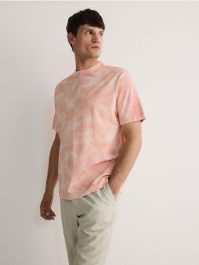 Tricou Boxy cu efect tie-dye - roz