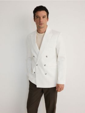 Blazer comfort fit cu adaos de in - alb