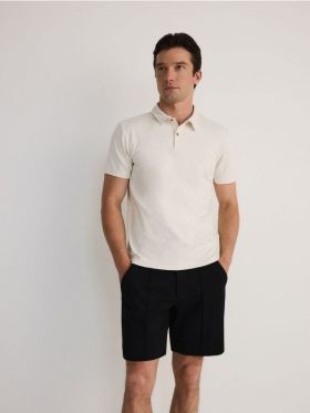 Tricou polo regular fit si adaos de in - bej