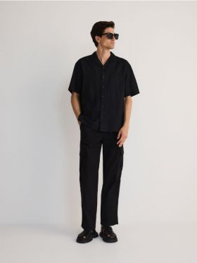 Pantaloni loose cargo - negru