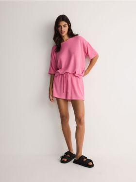 Top oversized din jerseu cu continut ridicat de viscoza - roz-pastel