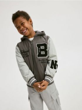 Geaca bomber oversized - gri-inchis