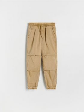 Pantaloni parachute din bumbac - bej