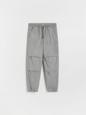 Pantaloni parachute din bumbac - gri-inchis