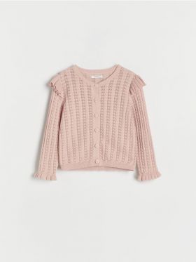 Cardigan ajurat - roz-pastel