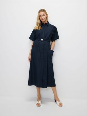 Rochie tip camasa oversize - bleumarin