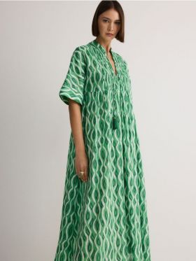 Rochie oversize din bumbac - verde-aprins