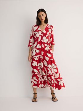 Rochie midi cu model - rosu