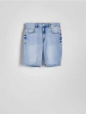 Pantaloni scurti slim fit din denim - albastru