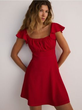 Rochie mini cu volane - rosu