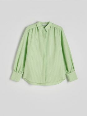 Camasa oversize in stil pijama - verde-galbui