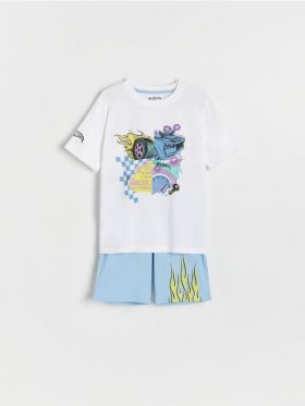 Set de pijamale Hot Wheels - alb