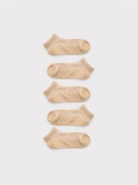 Set de 5 perechi de sosete cu continut ridicat de bumbac - bej