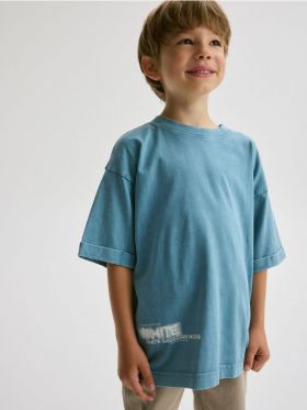 Tricou oversized din bumbac - albastru