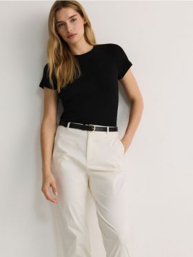 LADIES` TROUSERS & BELT - crem