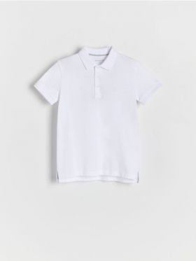 Tricou polo cu detaliu brodat - alb