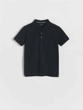 Tricou polo cu detaliu brodat - negru
