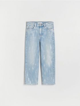 Blugi straight cu model - albastru