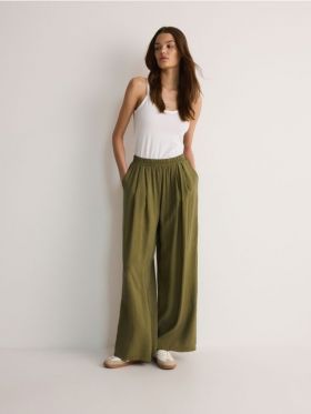 LADIES` TROUSERS - verde-oliv deschis