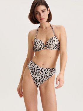 Sutien bikini cu imprimeu animal - negru