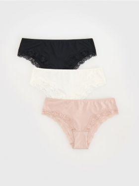 Set de 3 perechi de chiloti bikini - crem