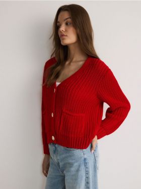 LADIES` SWEATER - rosu