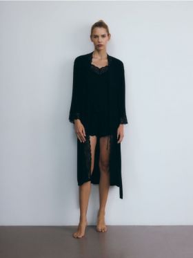 LADIES` DRESSING GOWN - negru