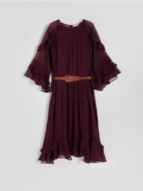 LADIES` DRESS & BELT - violet-inchis