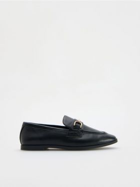 Mocasini cu catarama decorativa - negru