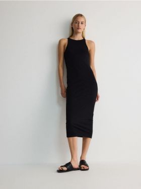 Rochie maxi din jerseu cu continut ridicat de bumbac - negru