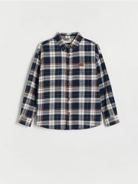 Camasa oversize in carouri - bleumarin