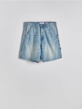 Pantaloni scurti straight din denim - bleumarin