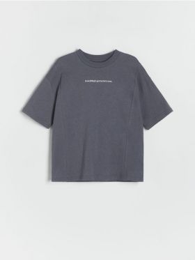 Tricou oversized, cu continut ridicat de bumbac - gri-inchis