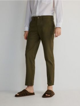 Pantaloni chino regular cu adaos de in - verde-maroniu