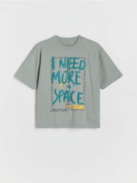 Tricou oversized cu imprimeu - gri