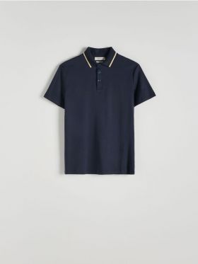 Tricou polo slim fit, cu adaos de modal - bleumarin