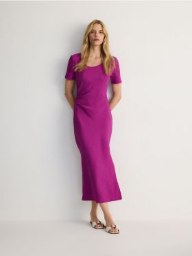 Rochie maxi cu continut ridicat de viscoza - roz-fuchsia